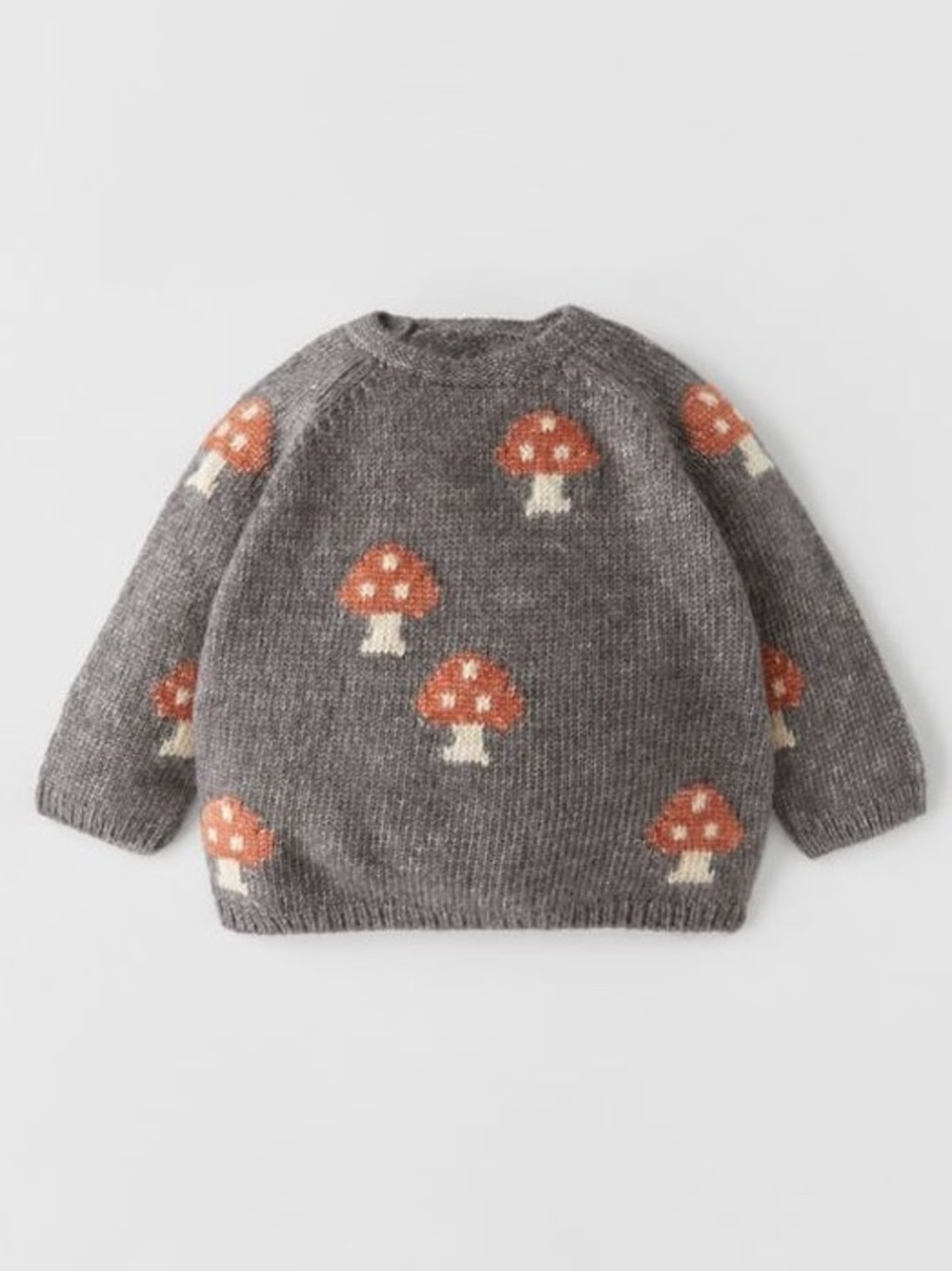 Zara Gray Mushroom Knit Sweater Size 3-6 months EUC